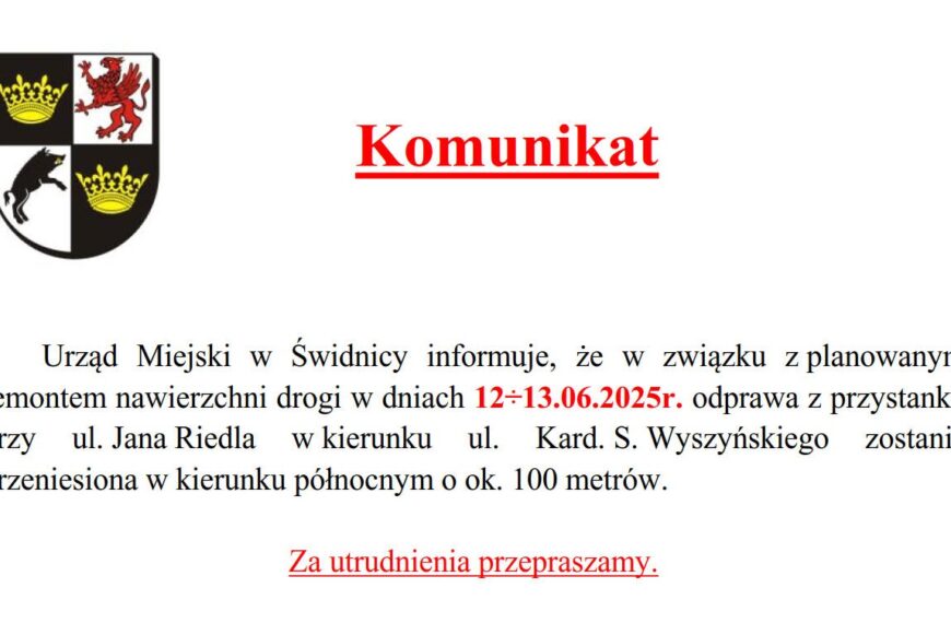 Przeniesienie przystanku na ulicy Riedla
